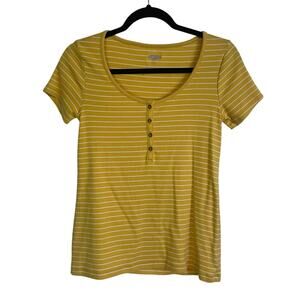 Old Navy Short Sleeve Scoop Neck Top Button Neckline Cotton Blend Size Small